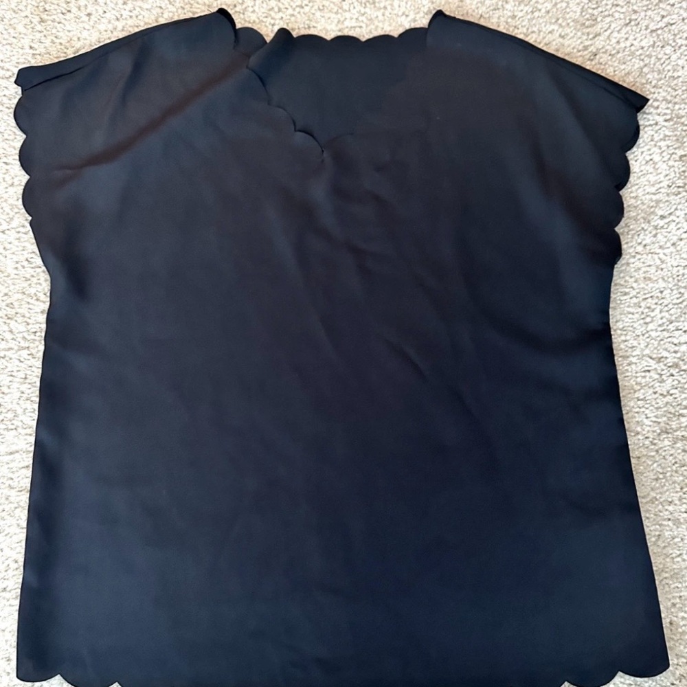 SHEIN Black Scalloped Edge Blouse
